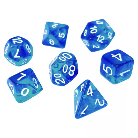 Green Stuff World 7x Mix 16mm Dice - Clear Blue/Turquoise