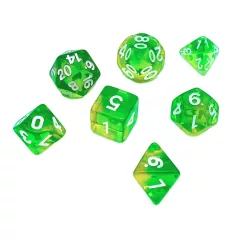 Green Stuff World 7x Mix 16mm Dice - Clear Green/Yellow