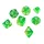 Green Stuff World 7x Mix 16mm Dice - Clear Green/Yellow Dobókocka készlet Zöld / Sárga