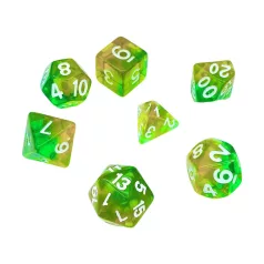 Green Stuff World 7x Mix 16mm Dice - Clear Orange/Green