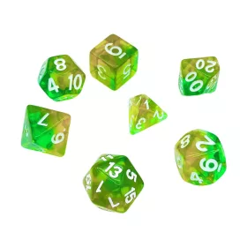   Green Stuff World 7x Mix 16mm Dice - Clear Orange/Green Dobókocka készlet Átlátszó Narancssárga / Zöld