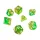 Green Stuff World 7x Mix 16mm Dice - Clear Orange/Green Dobókocka készlet Átlátszó Narancssárga / Zöld