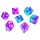 Green Stuff World 7x Mix 16mm Dice - Clear Turquoise/Purple Dobókocka készlet Átlátszó Türkiz / Lila