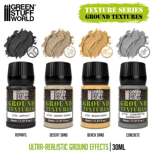 Green Stuff World Ground Textures Set 30ml – homok, aszfalt és beton textúra szett