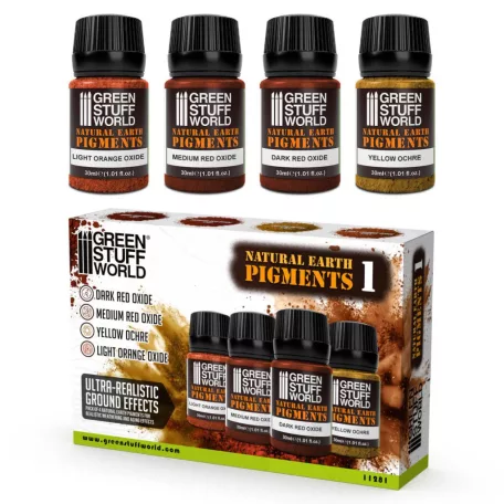 Green Stuff World Natural Earth Pigments Set 30ml – No. 1 – természetes földpigment készlet, 4×30 ml
