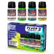 Green Stuff World Fluor Pigments Set 30ml No.3 – 4 db fluoreszkáló pigment makettekhez és diorámákhoz