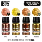 Green Stuff World Metallic Pigments Set 30ml – tiszta fém pigment készlet, 4×30 ml