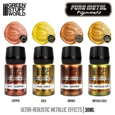   Green Stuff World Metallic Pigments Set 30ml – tiszta fém pigment készlet, 4×30 ml