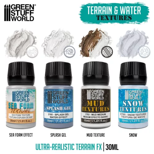 Green Stuff World Aquatic textures set 30ml– vízparti, sáros és havas terep textúra szett