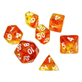   Green Stuff World 7x Mix 16mm Dice - Orange - Yellow Dobókocka készlet Narancssárga / Sárga