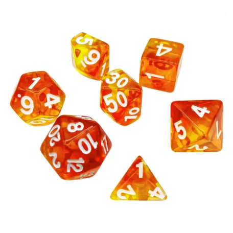 Green Stuff World 7x Mix 16mm Dice - Orange - Yellow