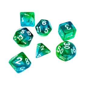   Green Stuff World 7x Mix 16mm Dice - Green - Turquoise Dobókocka készlet Zöld / Türkiz