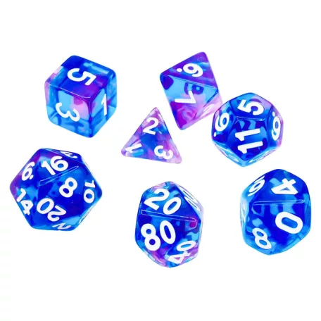 Green Stuff World 7x Mix 16mm Dice - Light Blue - Purple