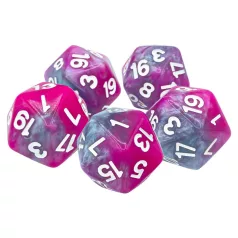Green Stuff World 5x D20 20mm Dice - Pink - Grey