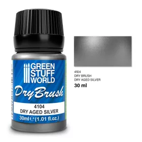   Green Stuff World Metallic Dry Brush DRY AGED SILVER 30 ml – öregített ezüst szárazecset festék