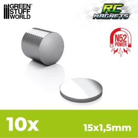   Green Stuff World neodímium mágnes 15 × 1,5 mm – 10 db – N52 – RC autókhoz