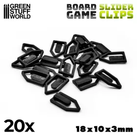   Green Stuff World Slider Clips - Black fekete csúszó jelölőcsipeszek társasjátékokhoz