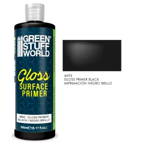   Green Stuff World Gloss Black Primer 240ml – fényes fekete akril alapozó makettekhez