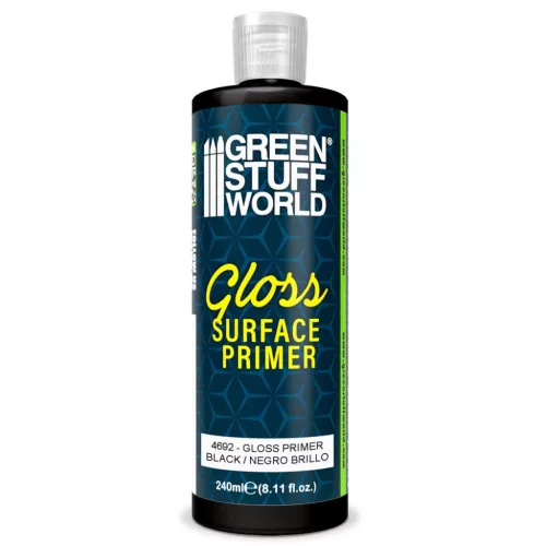 Green Stuff World Gloss Black Primer 240ml – fényes fekete akril alapozó makettekhez
