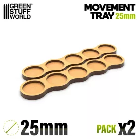 Green Stuff World MDF Movement Trays - Skirmish AOS 25mm 5x1