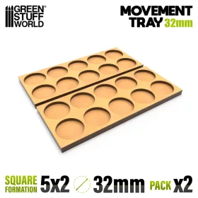   Green Stuff World MDF Movement Trays 32mm 5x2 - Skirmish Lines