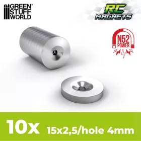   Green Stuff World Neodymium Magnets 15×2,5mm Hollow N52 – furatos mágnes RC autókhoz