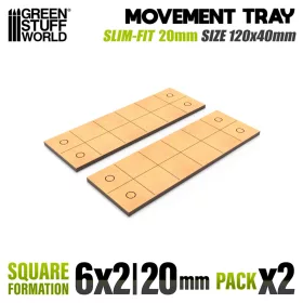   Green Stuff World MDF Movement Trays - Slimfit Square 20 mm 120x40mm
