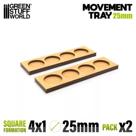   Green Stuff World MDF Movement Trays 25mm 4x1 - Skirmish Lines