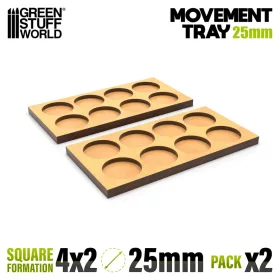   Green Stuff World MDF Movement Trays 25mm 4x2 - Skirmish Lines