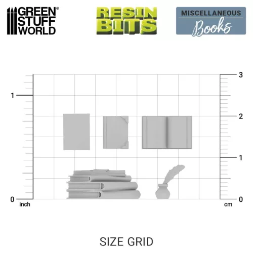 Green Stuff World Resin Books 1:35 – 21 db 3D nyomtatott resin könyv diorámákhoz