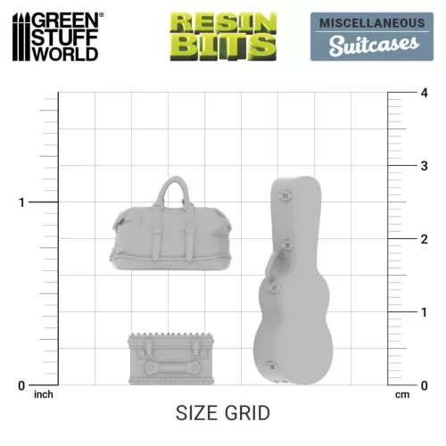 Green Stuff World Suitcases 1:35 – 12 db 3D nyomtatott resin bőrönd diorámákhoz