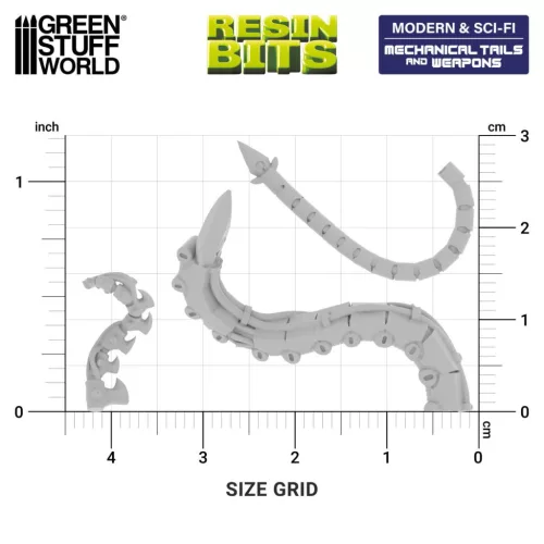 Green Stuff World Mechanical Tails and Weapons - mechanikus farkak fegyveres végződésekkel