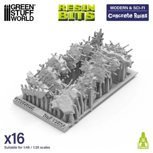 Green Stuff World Concrete Ruins 1:48–1:35 – ipari betonrom resin terepelemek diorámához és wargame asztalhoz