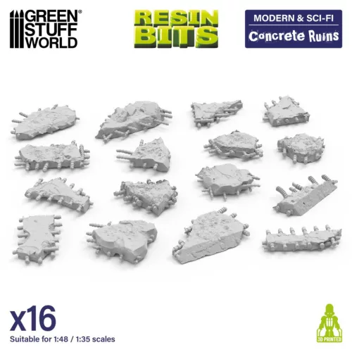 Green Stuff World Concrete Ruins 1:48–1:35 – ipari betonrom resin terepelemek diorámához és wargame asztalhoz