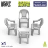 Green Stuff World Plastic Chairs 1:35 – 4 db 3D nyomtatott resin szék diorámákhoz