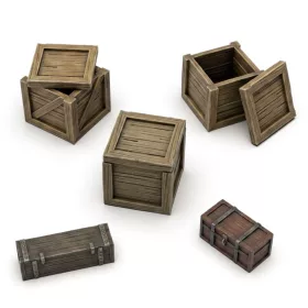   Green Stuff World Wooden Crates 1:35 – 5 db 3D nyomtatott resin faláda diorámákhoz