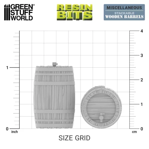 Green Stuff World Stackable Wooden Barrels 1:35 – 5 db egymásra rakható resin fahordó diorámákhoz