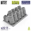 Green Stuff World Metal Barrels 1:35 – 9 db 3D nyomtatott resin fémhordó diorámákhoz