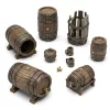 Green Stuff World Wooden Barrels 1:35 – 7 db 3D nyomtatott resin fahordó diorámákhoz