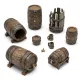 Green Stuff World Wooden Barrels 1:35 – 7 db 3D nyomtatott resin fahordó diorámákhoz