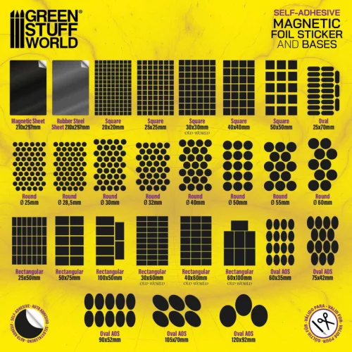 Green Stuff World Rectangular Magnetic Sheet SELF-ADHESIVE 40x60mm – öntapadós téglalap alakú mágneslap modellezéshez