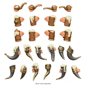 Green Stuff World Beer Mugs and Horns 1:48
