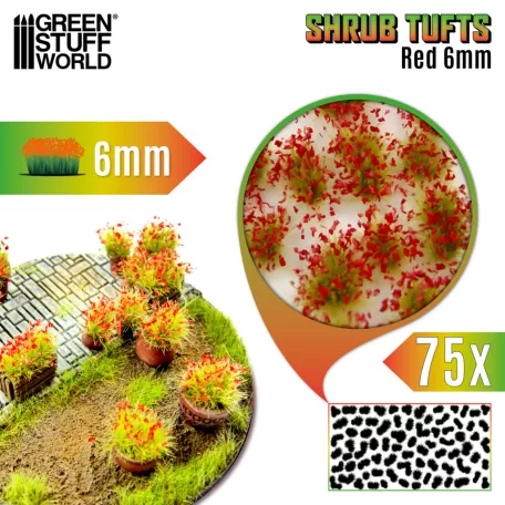 Green Stuff World Shrub Tufts 6mm self-adhesive - Red