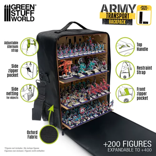 Green Stuff World Army Transport Backpack mágneses figurahordozó hátizsák – L