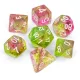 Green Stuff World 7x Mix 16mm Dice - Clear Lime and Pink RPG dobókocka készlet Átlátszó Lime és Rózsaszín
