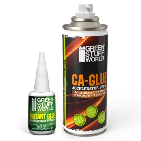   Green Stuff World CA Glue and Accelerator Pack – pillanatragasztó és aktivátor készlet makettekhez és figurákhoz