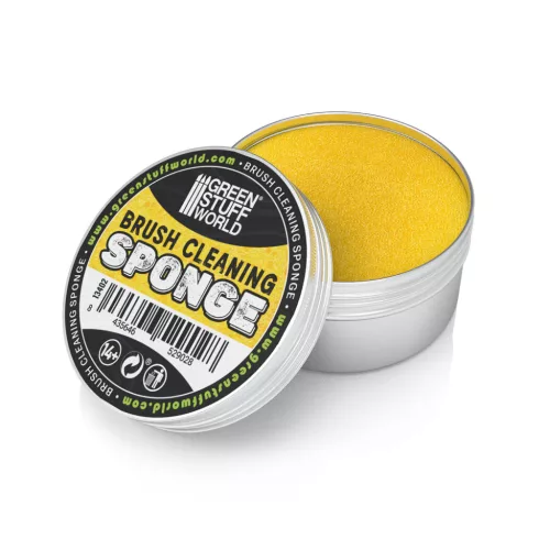 Green Stuff World Brush Cleaning Sponge – ecsettisztító szivacs alumínium dobozban figurafestő és makettező ecsetekhez
