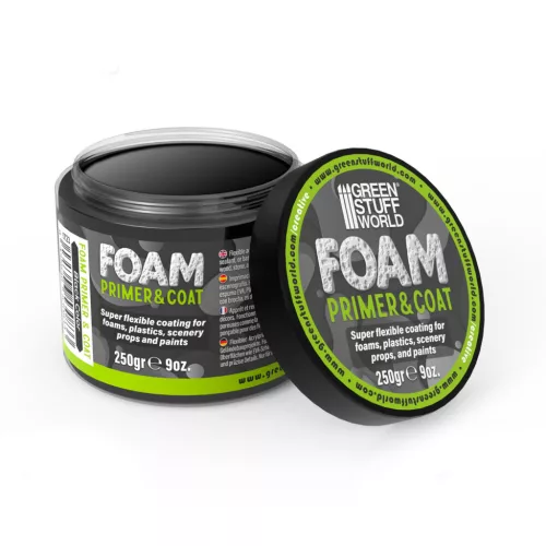 Green Stuff World Foam Primer and Coat Black 250g – fekete rugalmas habalapozó és bevonat