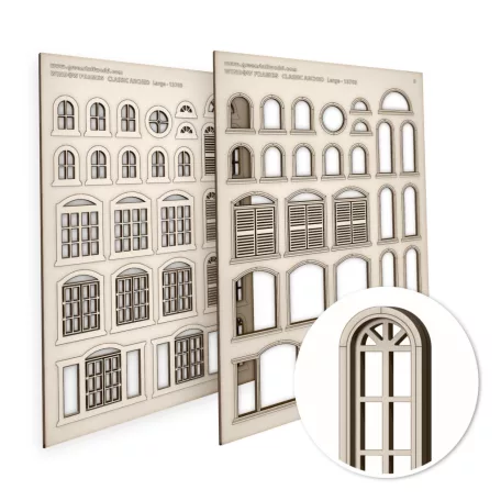 Green Stuff World Arched Classic Miniature Windows - Large
