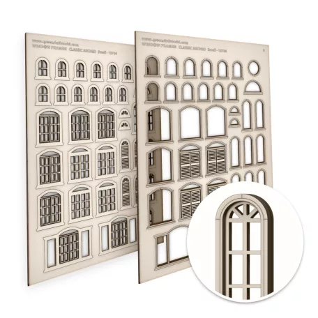 Green Stuff World Arched Classic Miniature Windows - Small